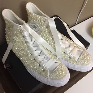 HANDMADE Pearl Bedazzled Wedding Converse